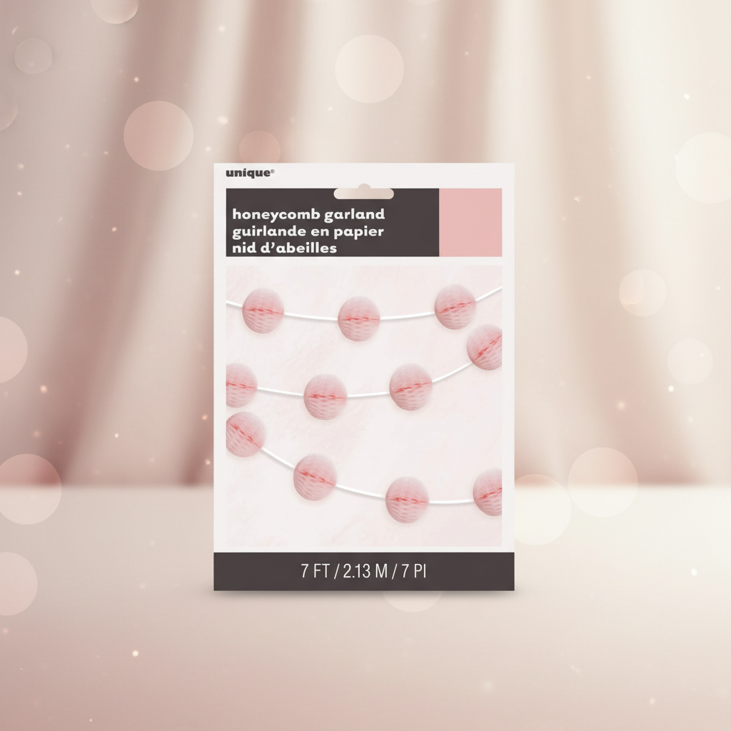 Pink Honeycomb Garland with background