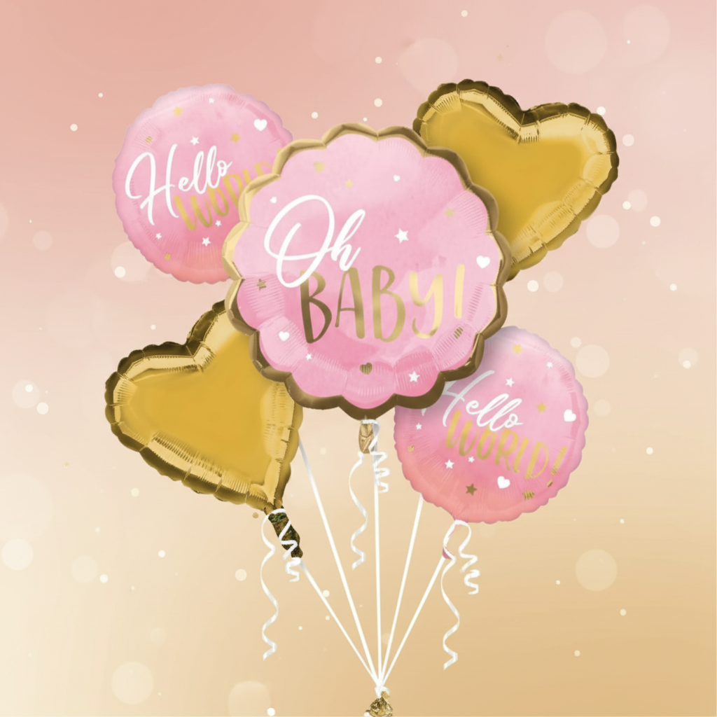 Pink Oh Baby Balloon Bouquet with Background