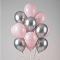 Pink & Silver Balloon Bouquet - 5 Pink & 5 Silver