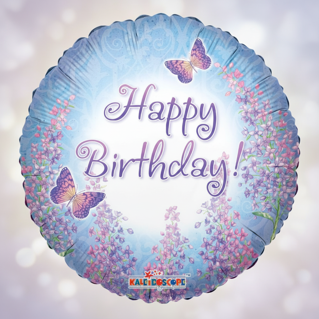 Purple Lilacs Birthday Balloon with background