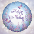 Purple Lilacs Birthday Balloon with background