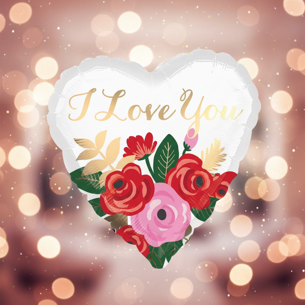 Rose Bouquet Heart Balloon with background