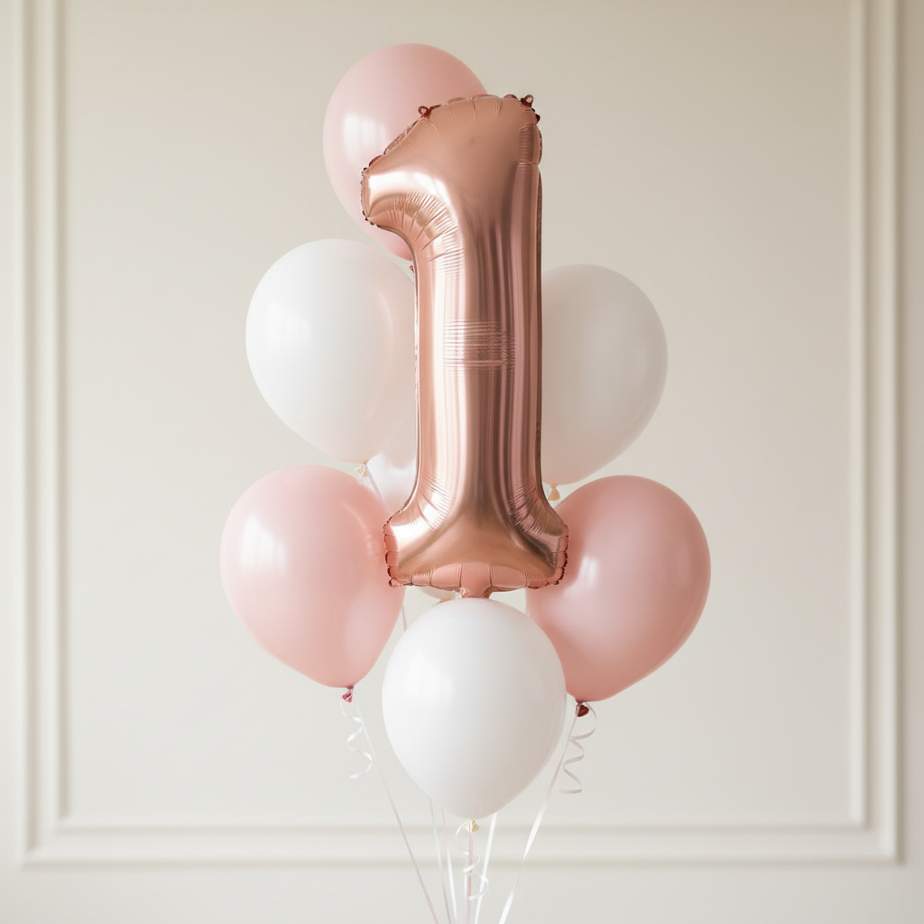 Rose Gold Number 1 Balloon Bouquet