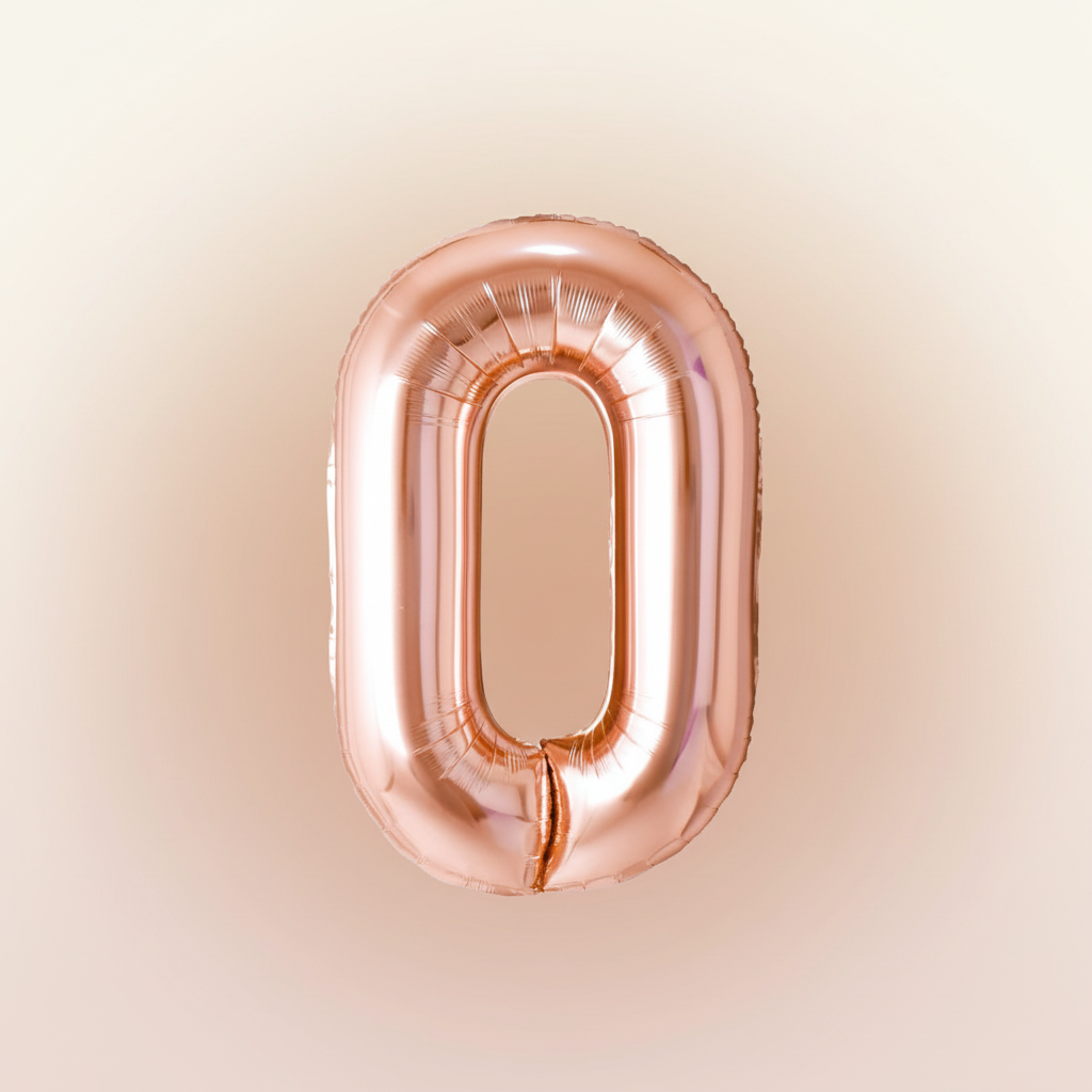 Rose Gold Number Balloon with Background