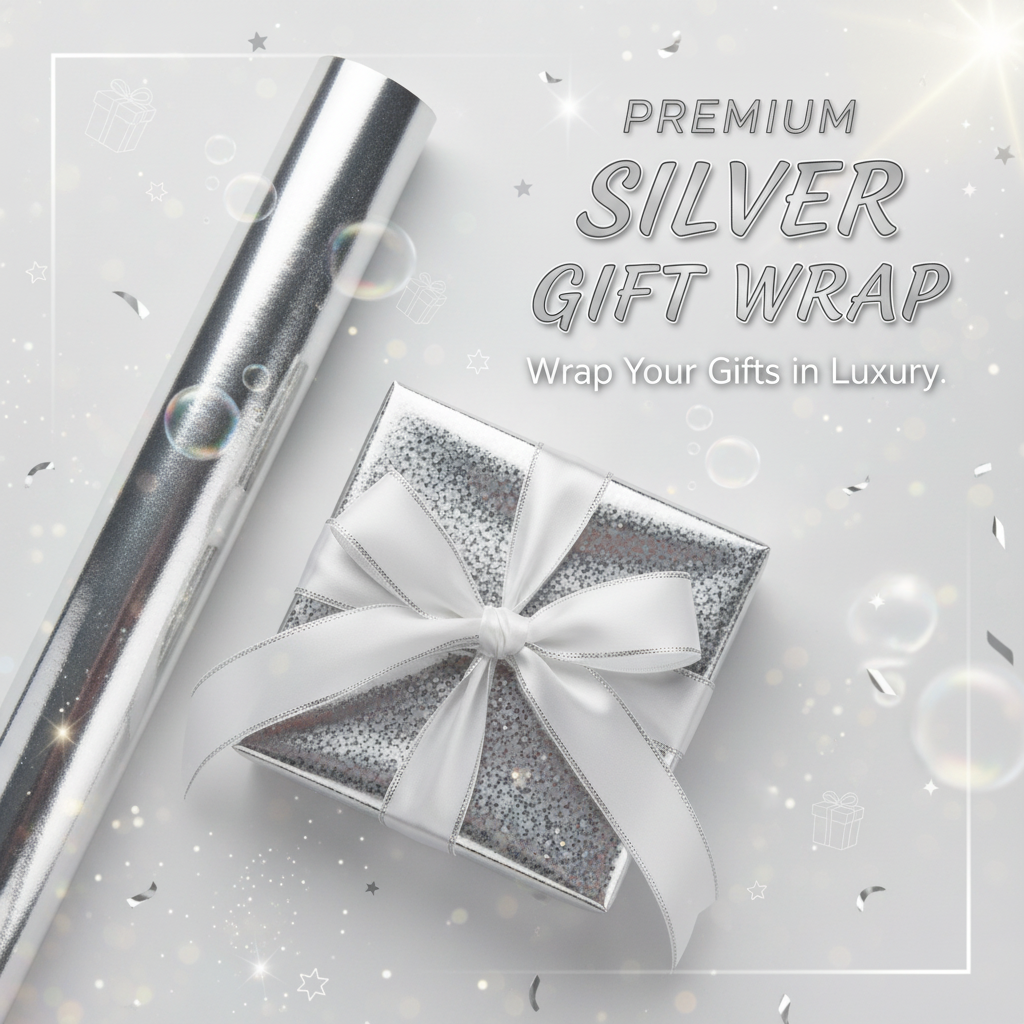 Silver Foil Gift Wrap Promotional Banner