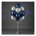 Silver & Navy Blue Balloon Bouquet - 10 Balloons