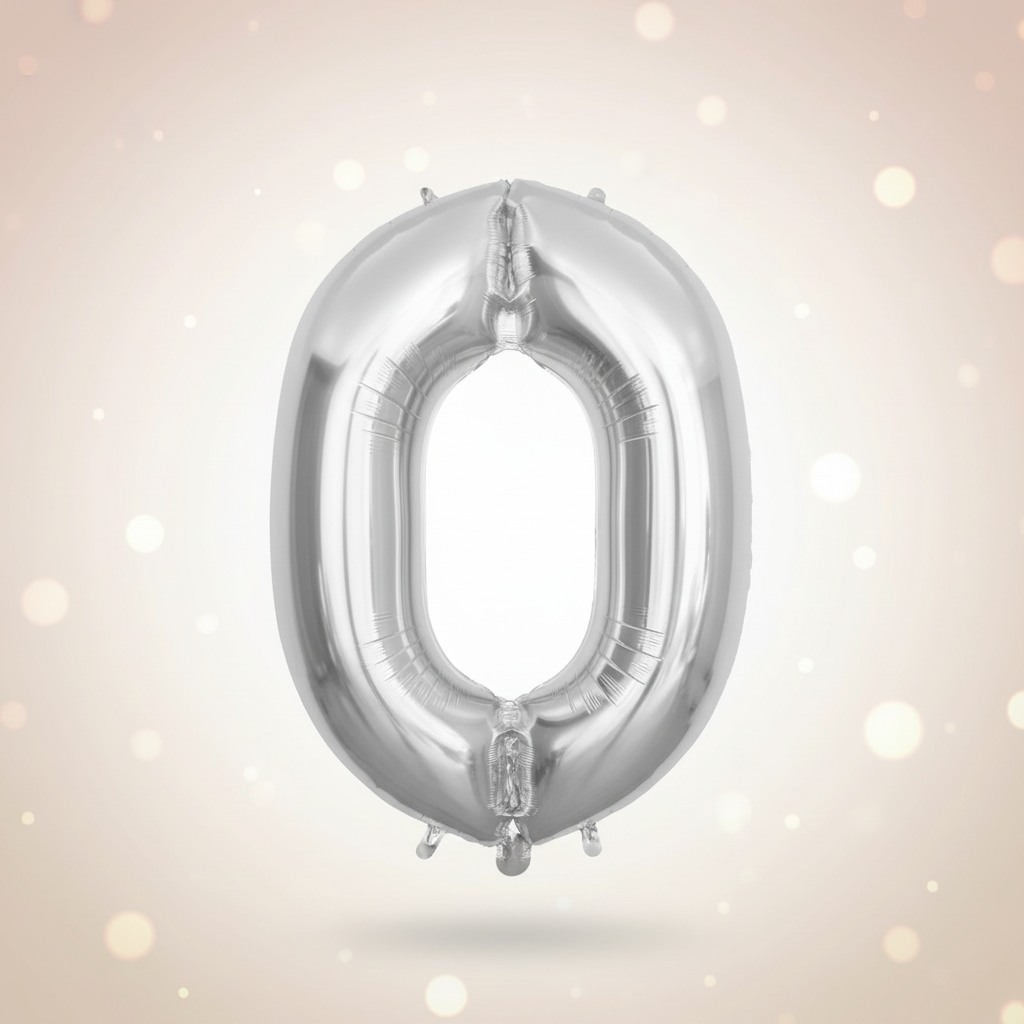 Silver Number Balloon with Background
