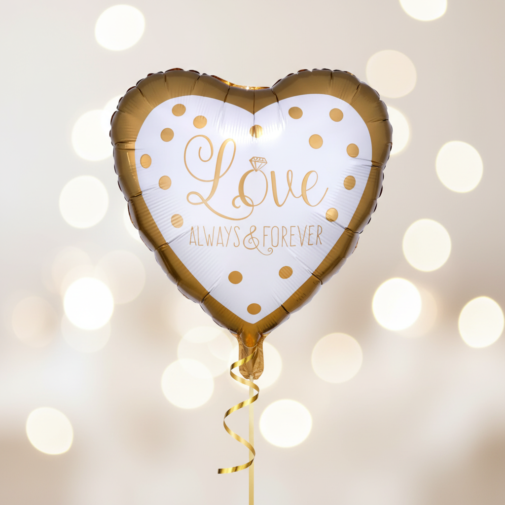 Sparkling Gold Wedding Balloon with square background