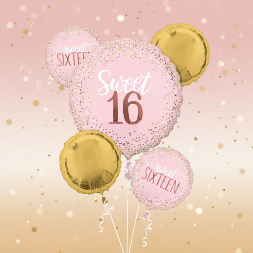 Sweet 16 Balloon Bouquet with Background