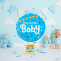 Welcome Baby Blue Balloon with Background - Square
