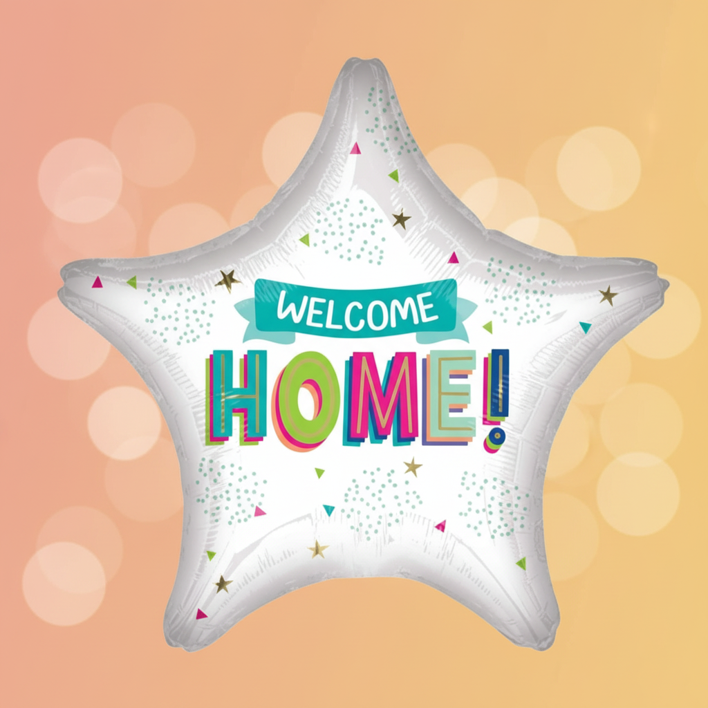 Welcome Home Star Balloon with Background