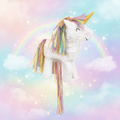 White Unicorn Piñata with Background