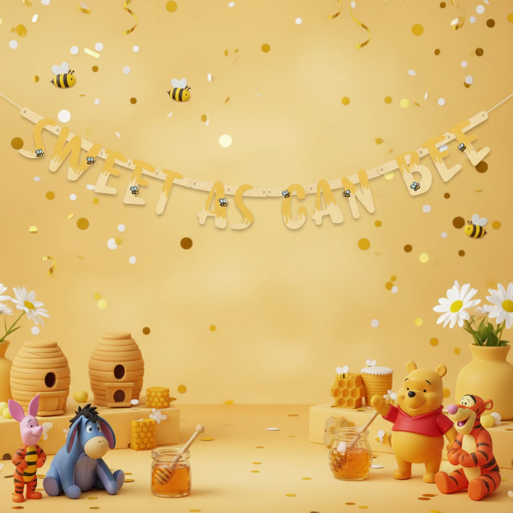 Winnie the Pooh Sweet as Can Bee Banner with Background