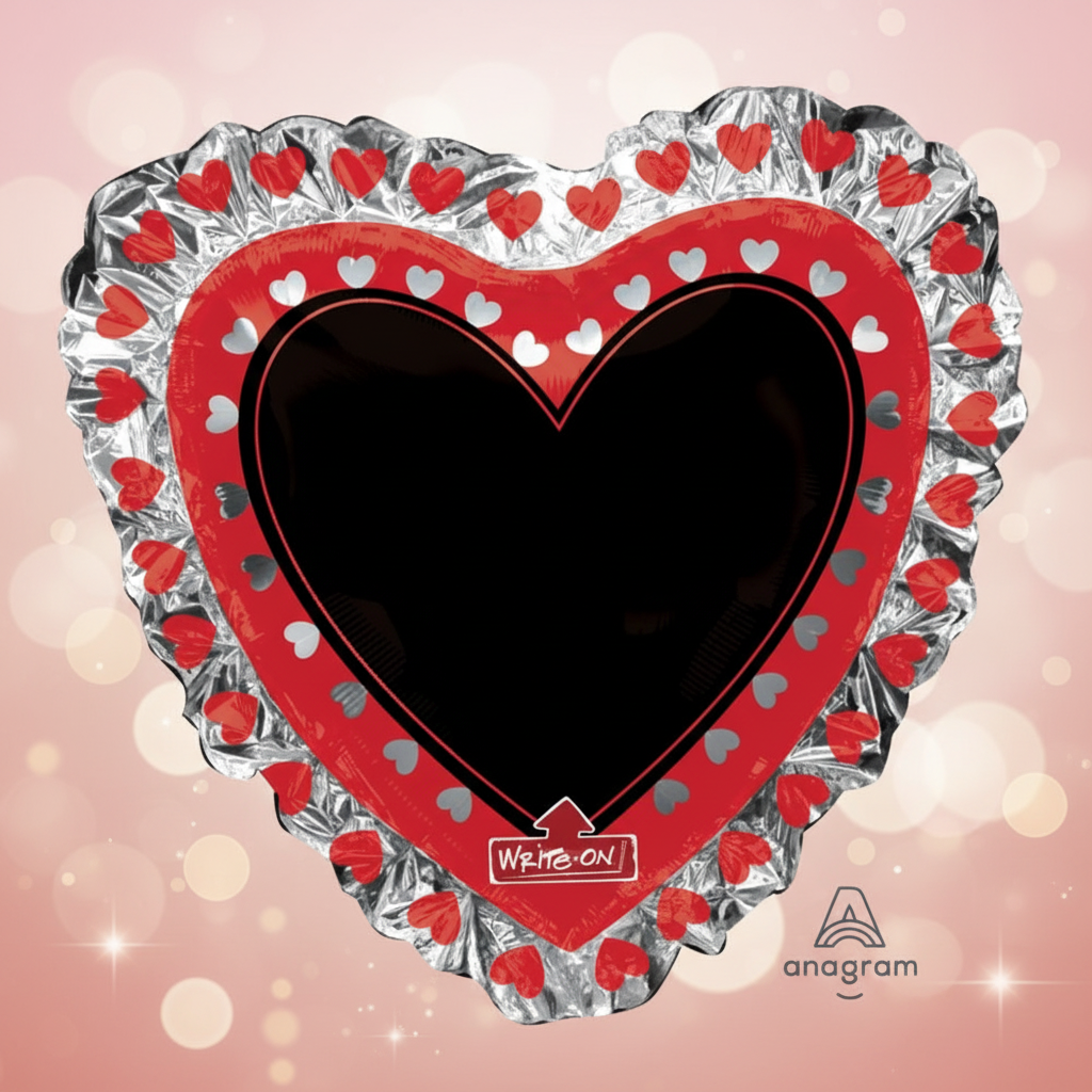 Write-On Heart Chalkboard Balloon with background